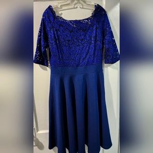Elegant Blue Lace Dress